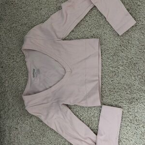 Garage Pink Ribbed Long Sleeve Top